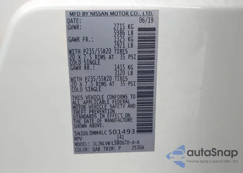 2020 Infiniti Qx60 Luxe Awd from USA, damaged, VIN 5N1DL0MM4LC501493